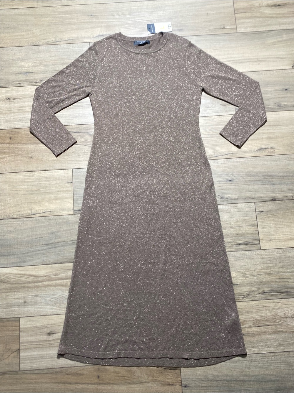 Primark Womens Long Sleeve Metallic Maxi Dress Size Large Bronze